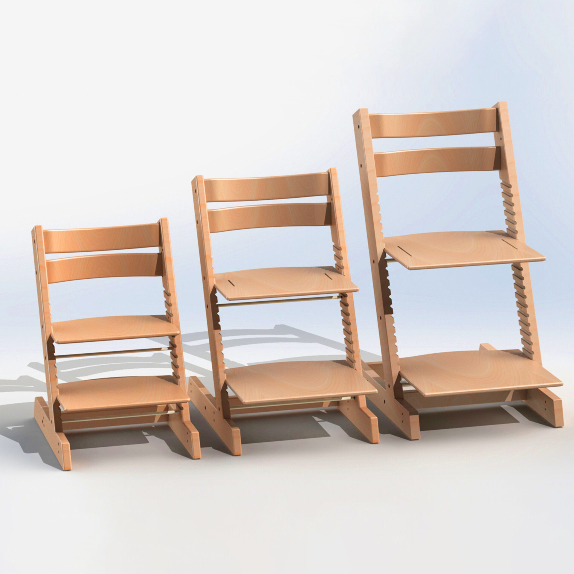 3 sizes of paediatric high chair